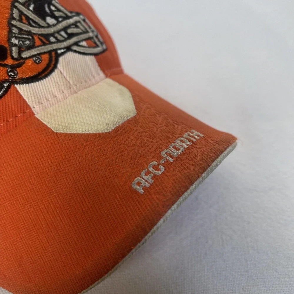 Reebok Cleveland Browns hat Cap White Stripe Orange Elastic Fit Tire Tracks